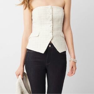 White House Black Market Cream Tweed Bustier